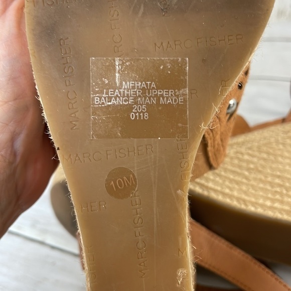 Marc Fisher Butterscotch Suede Studded Wedge Espadrille Ankle Strap Sandal - Picture 5 of 11